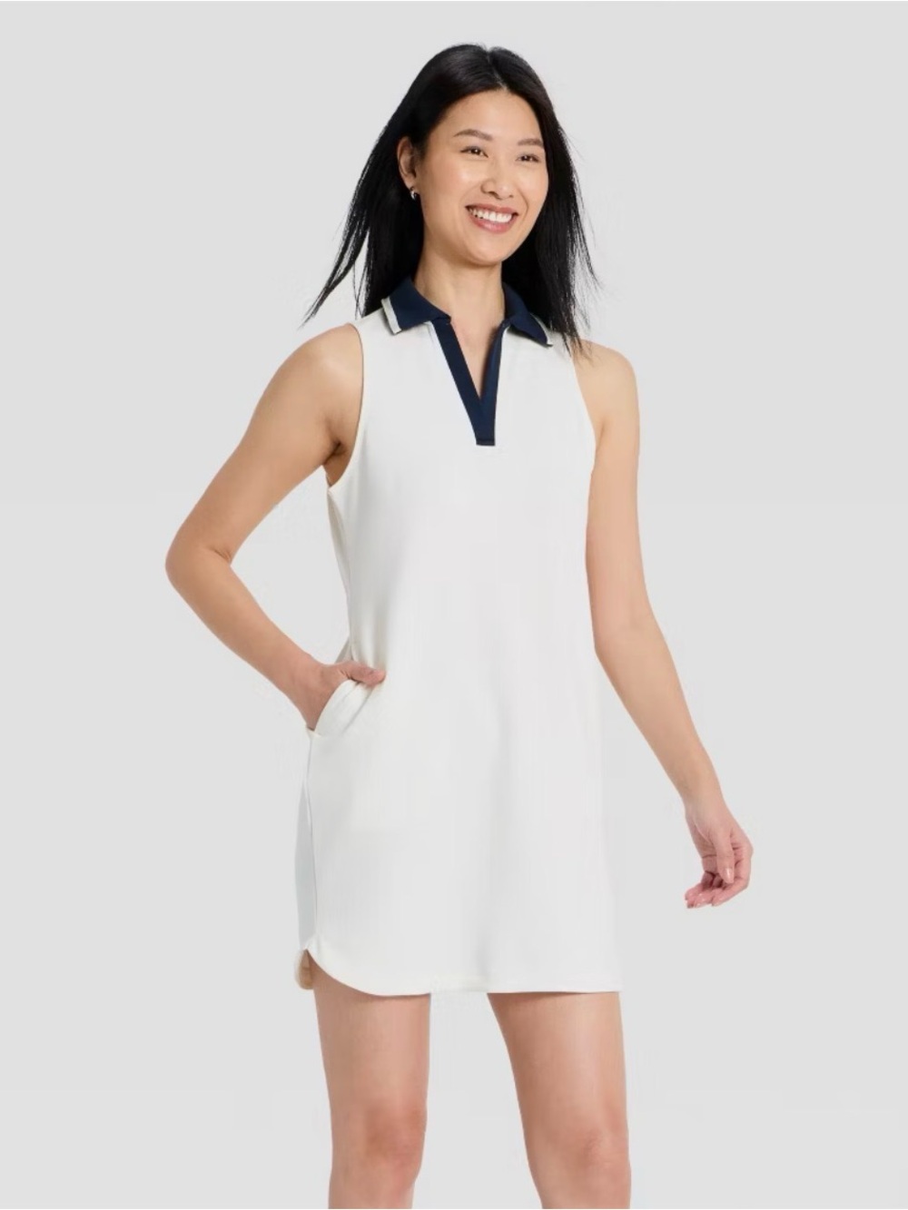 Women's Airy Sleek Collared Dress - All In Motion Cream